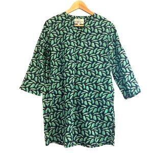 Charleston Shoe Company Swim Cover Up Cotton Leaf Print Tunic Dress Size M